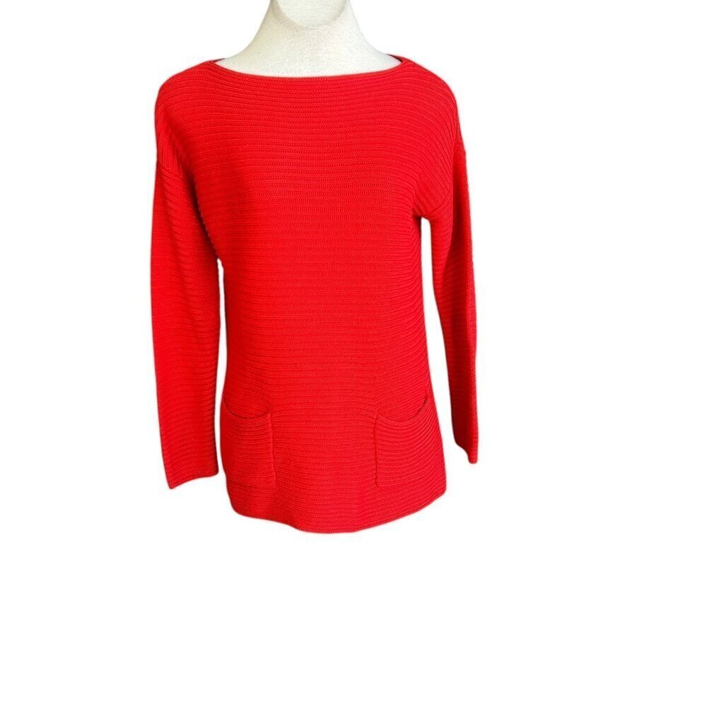 Vince Camuto Red Chunky Knit Tunic Boatneck Sweater Size Small
